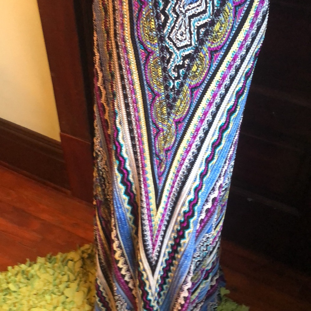 Cache maxi empire waist dress. lined, stretchy/size L/diagonal woven chevron - Picture 9 of 12